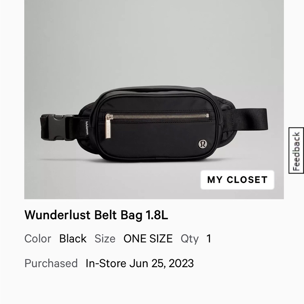 Lululemon Wunderlust Belt Bag 1.8L in black